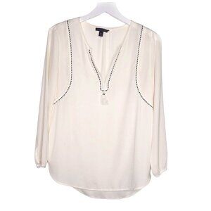 J. crew Tassel-trim off white blouse size 00